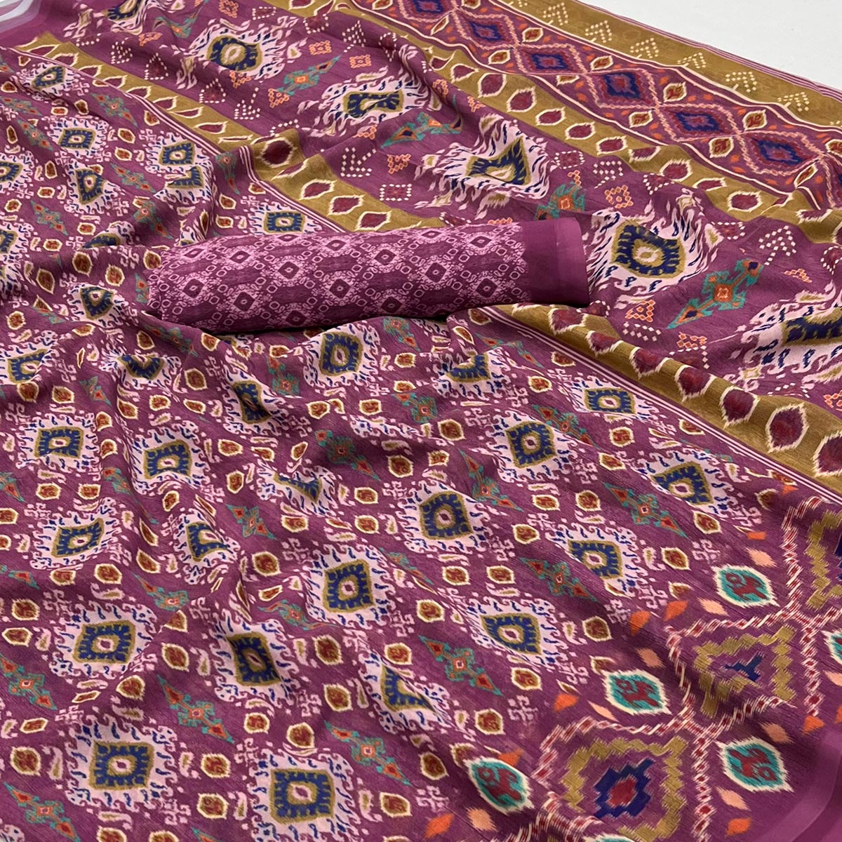 Purple Digital Printed Georgette Saree