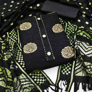 Black Woven With Sequins Work Modal Dress Material