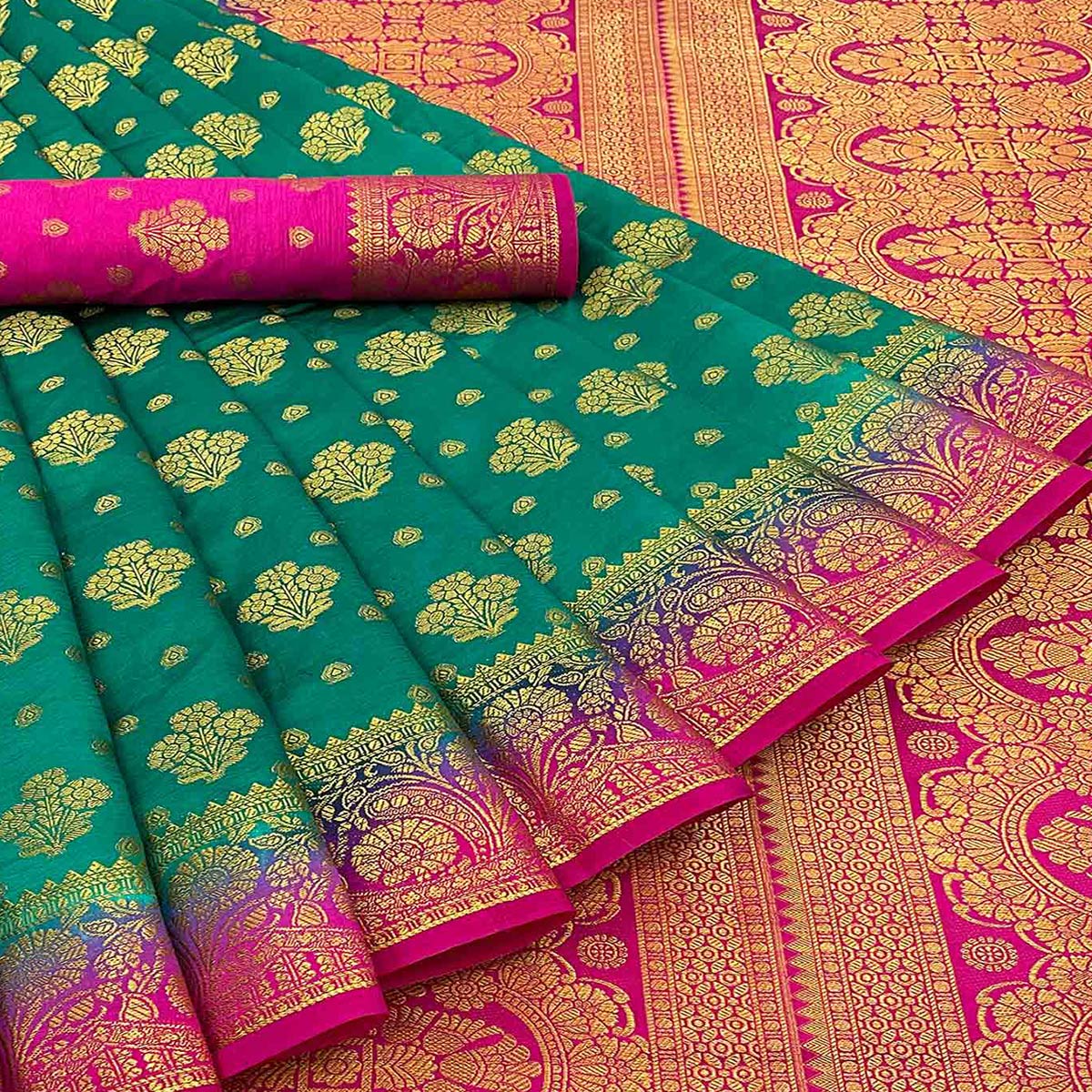 Green Woven Banarasi Silk Saree