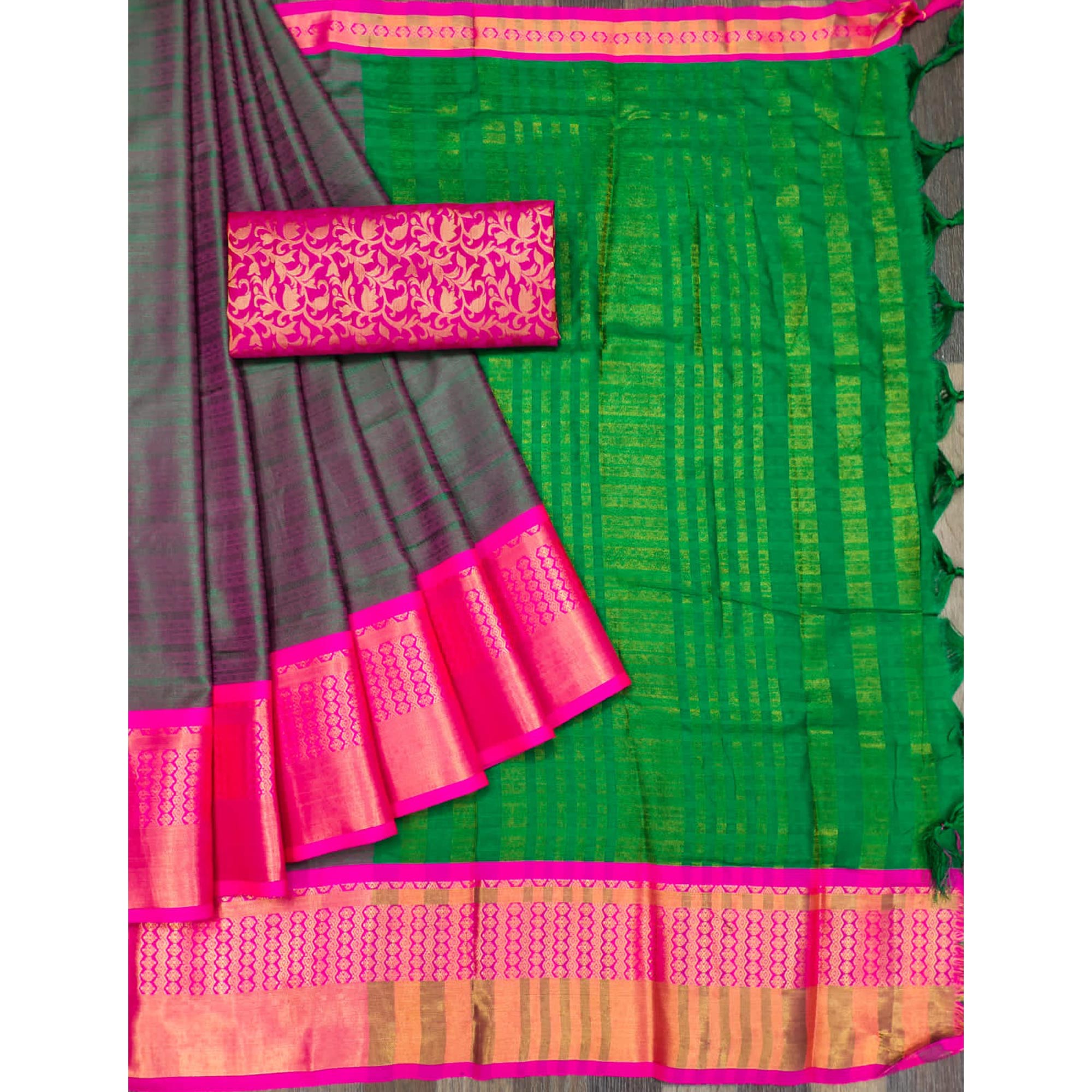 Green Woven Cotton Silk Saree