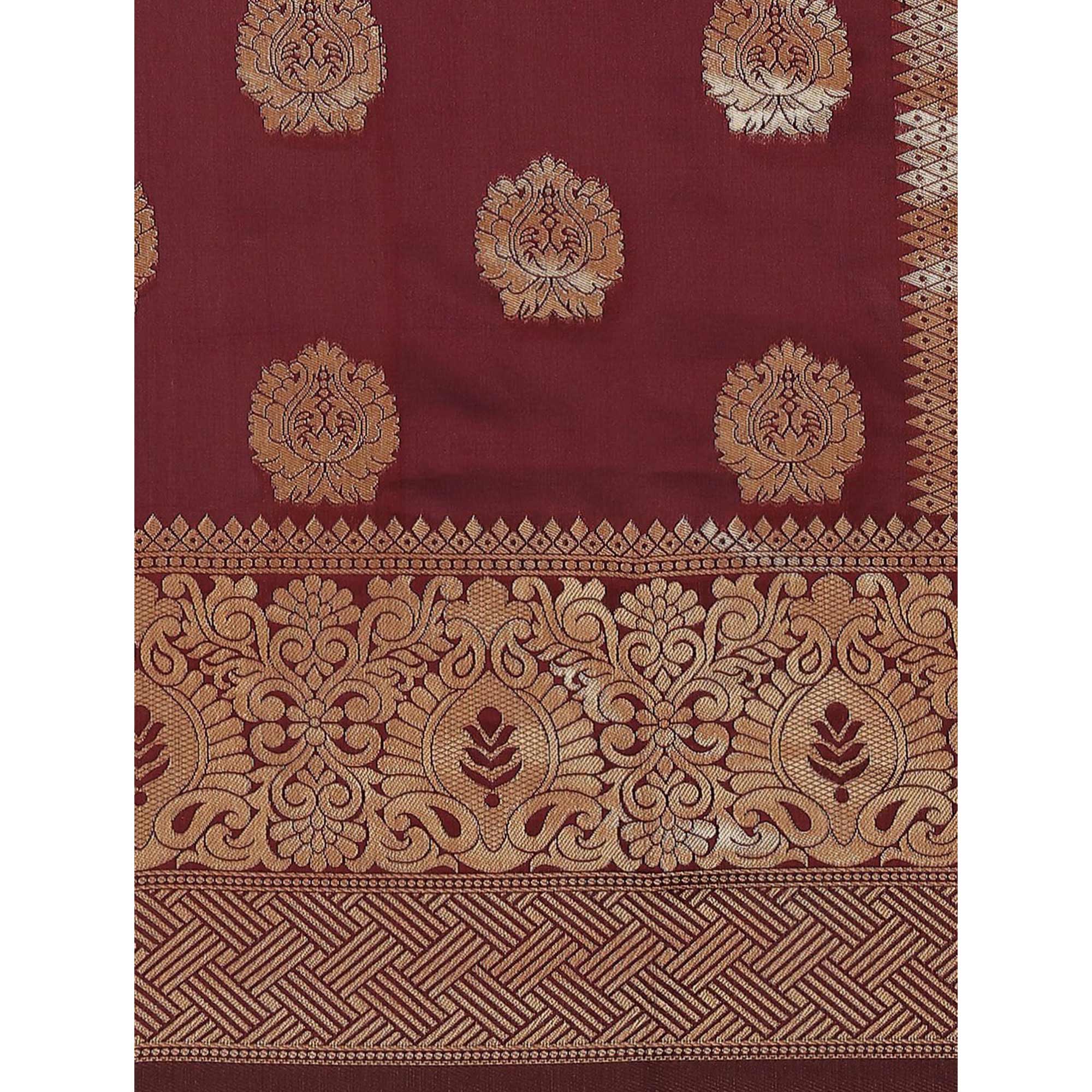 Maroon Woven Banarasi Silk Saree