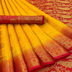 Yellow Woven Banarasi Silk Saree