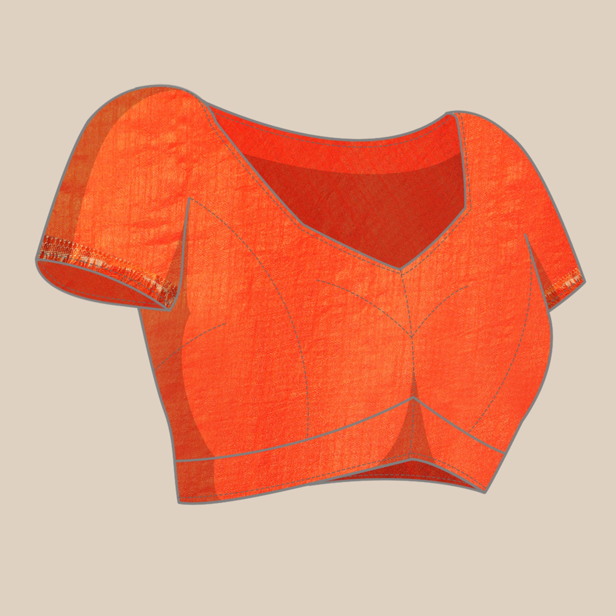 Orange Swaroski Work Vichitra Silk Saree