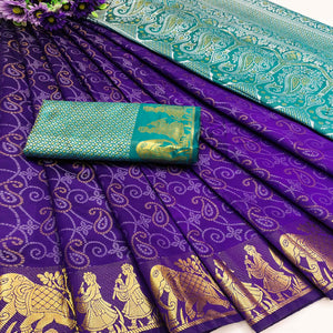 Violet Bandhani Woven Banarasi Silk Saree