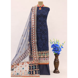 Blue Sequins Embroidered Georgette Pakistani Suit