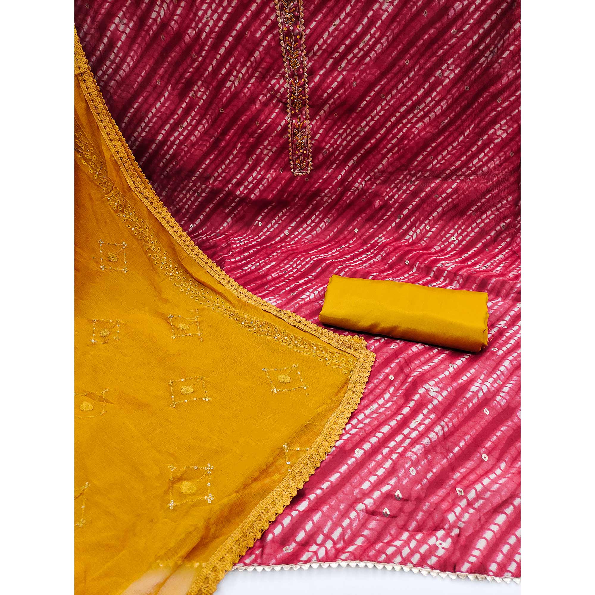 Pink Printed Modal Dress Material