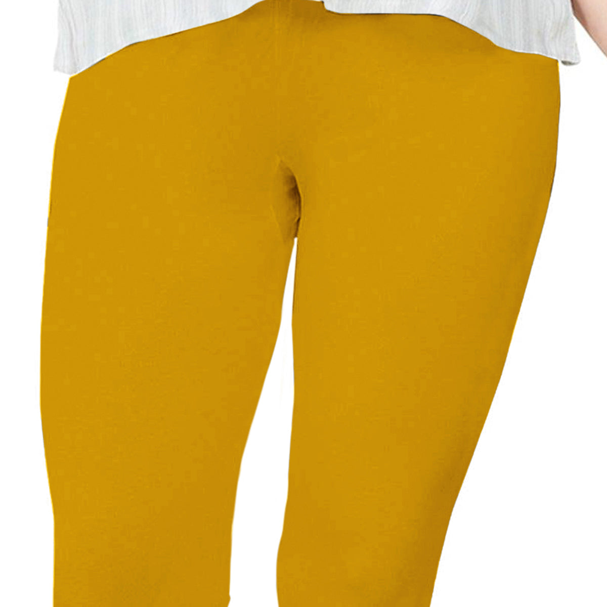Yellow Pure Cotton Ankle Length Leggings