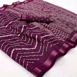 Wine Embroidered Cotton Silk Saree