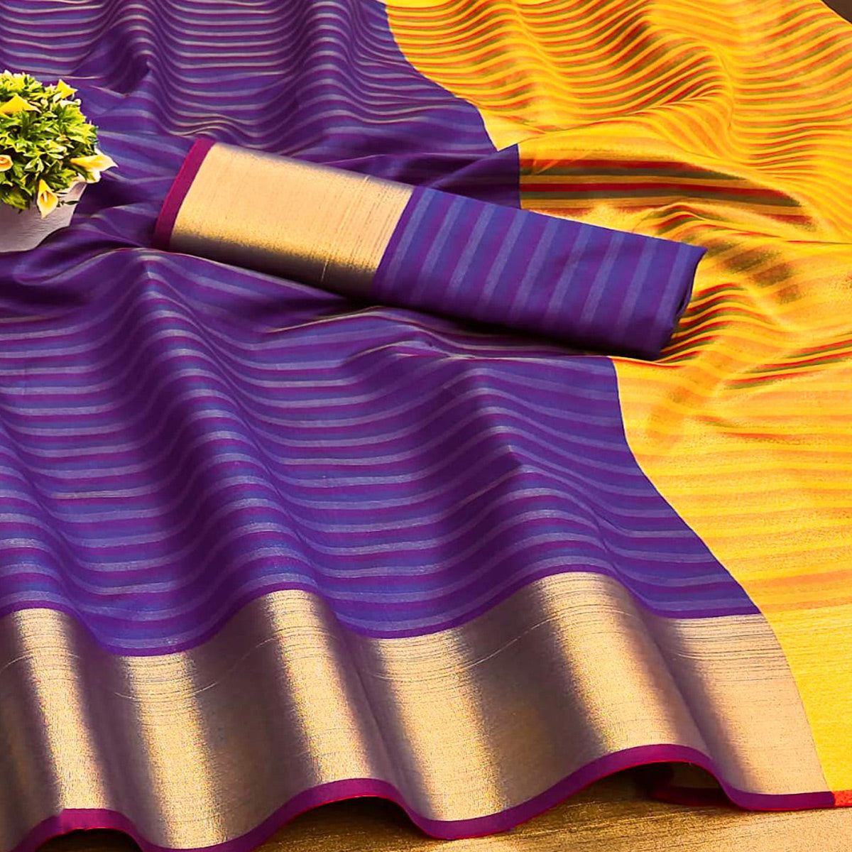 Violet Woven Cotton Silk Saree
