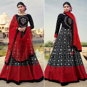 Black Weaving With Mirror Work Jacquard Gown