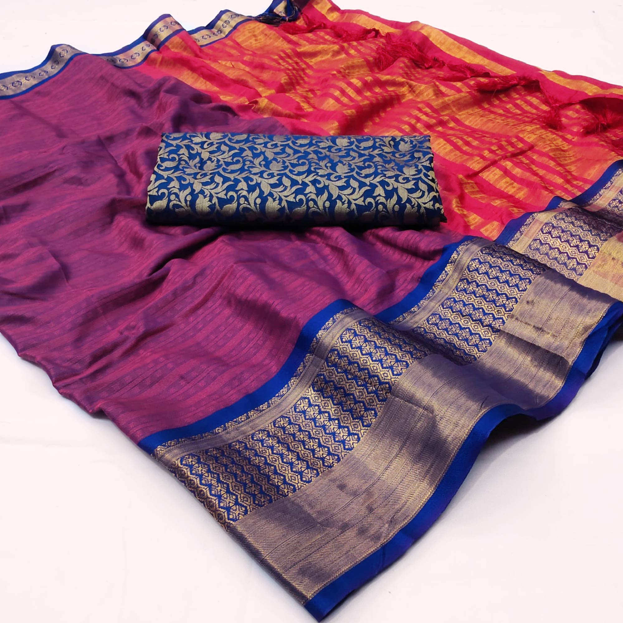 Red Woven Cotton Silk Saree