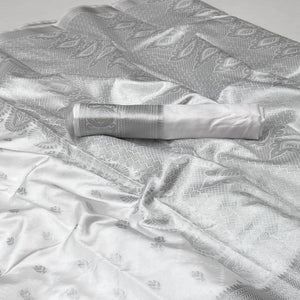 White Woven Banarasi Silk Saree