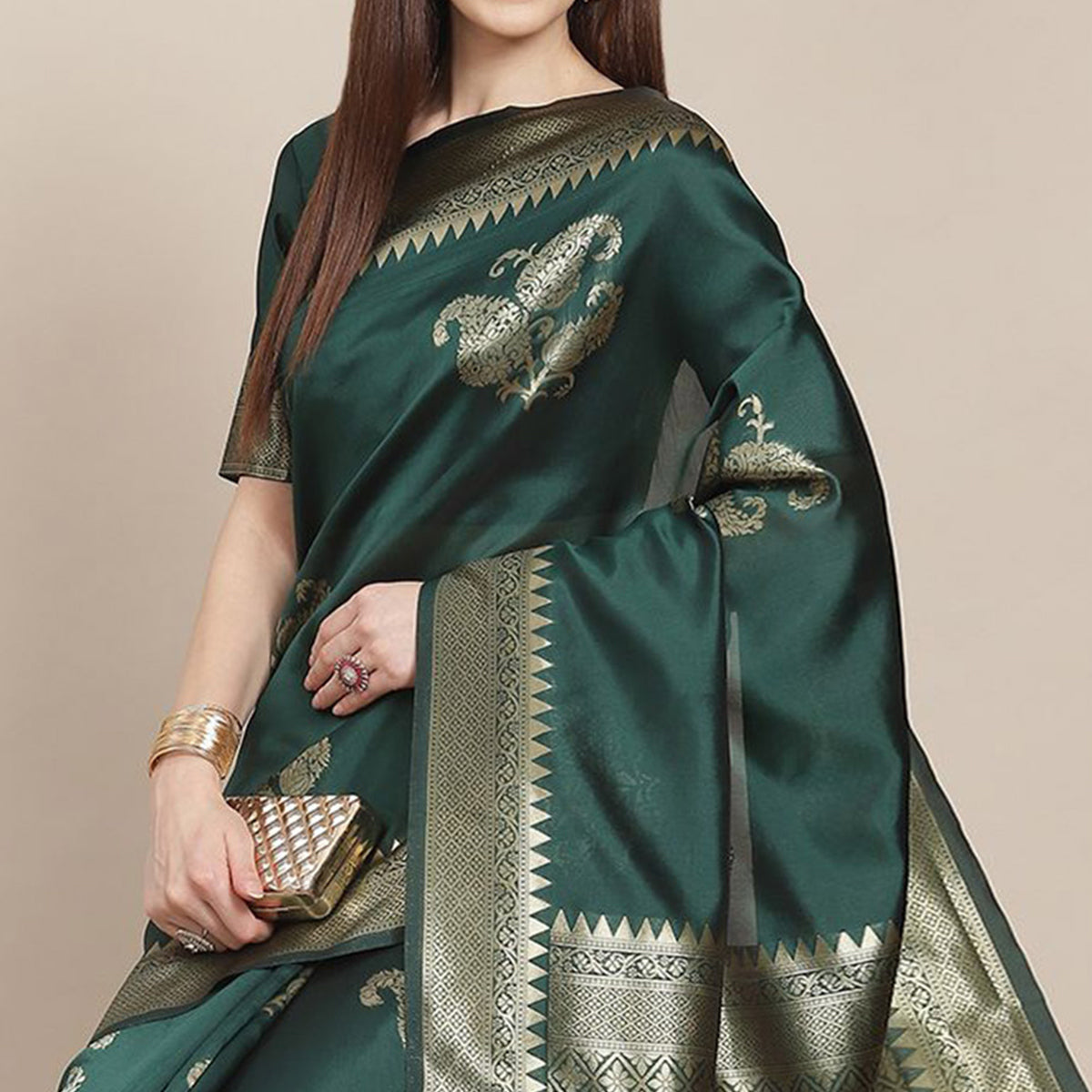 Green Woven Banarasi Silk Saree