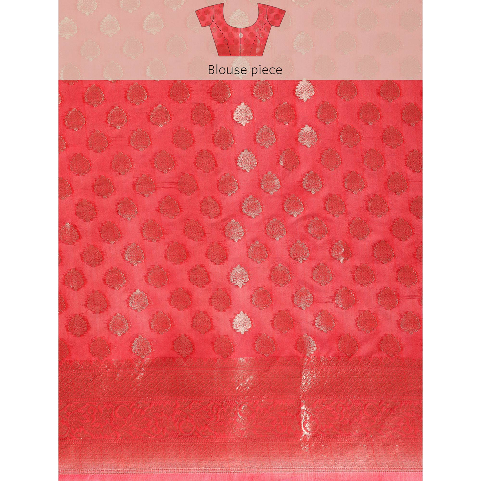 Red Woven Organza Silk Saree With Tassels