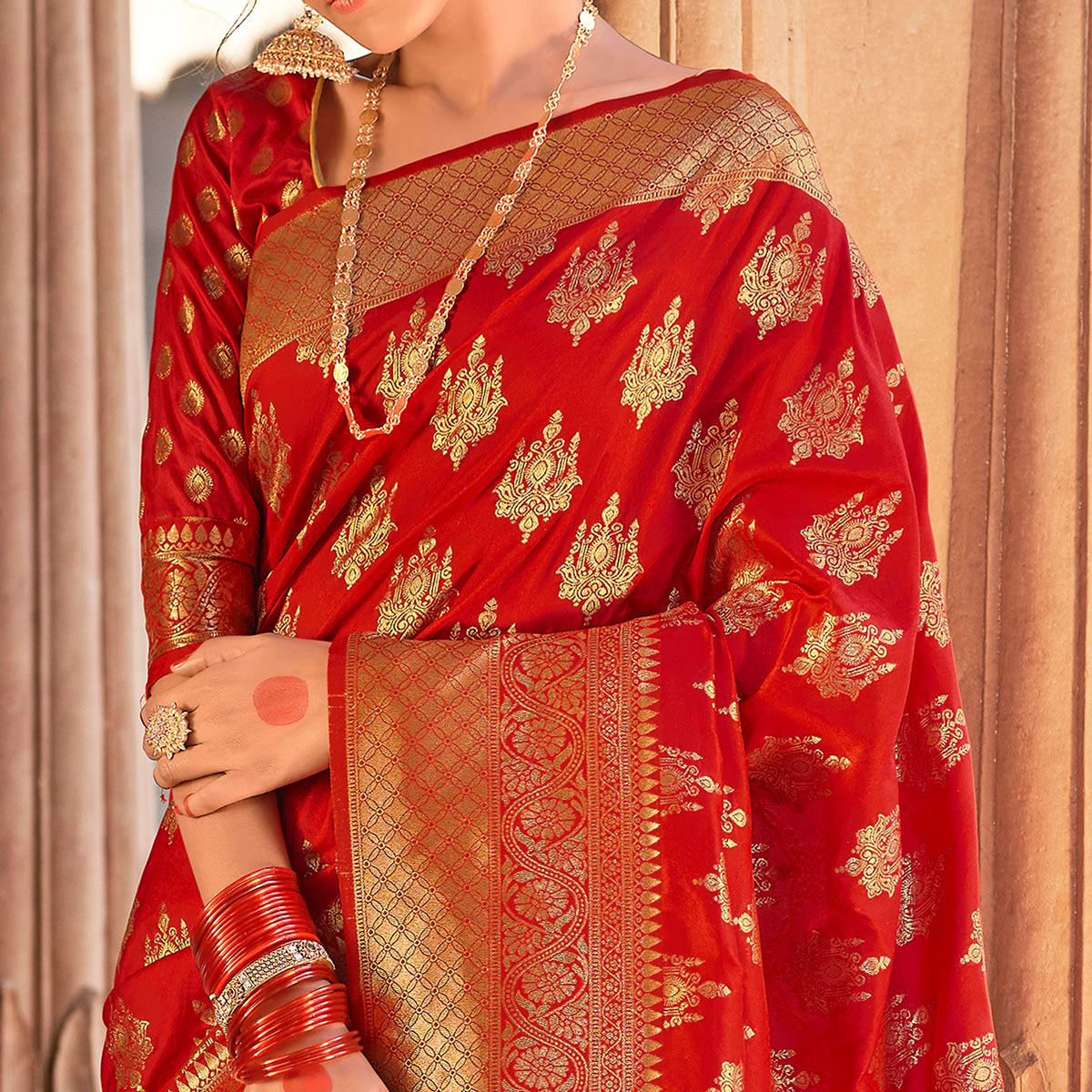 Red Woven Pure Silk Saree