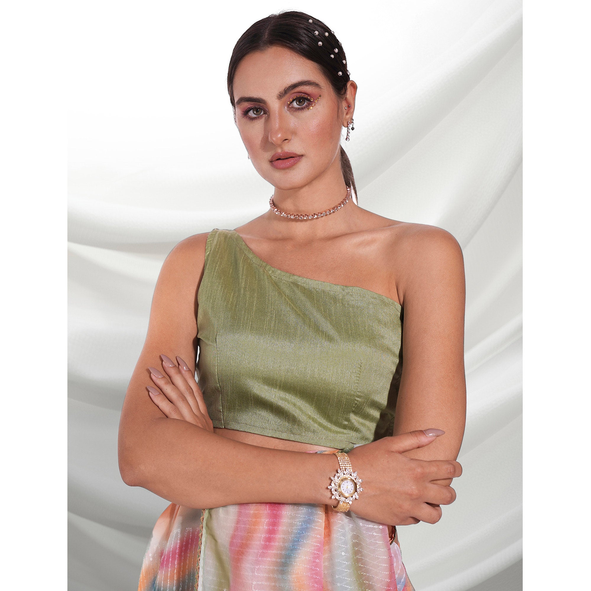 Multicolored Sequins Embroidered Georgette Saree