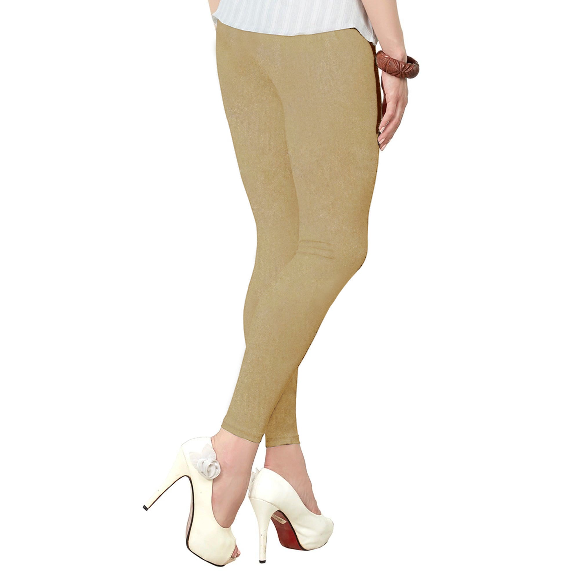 Light Golden Pure Cotton Ankle Length Leggings