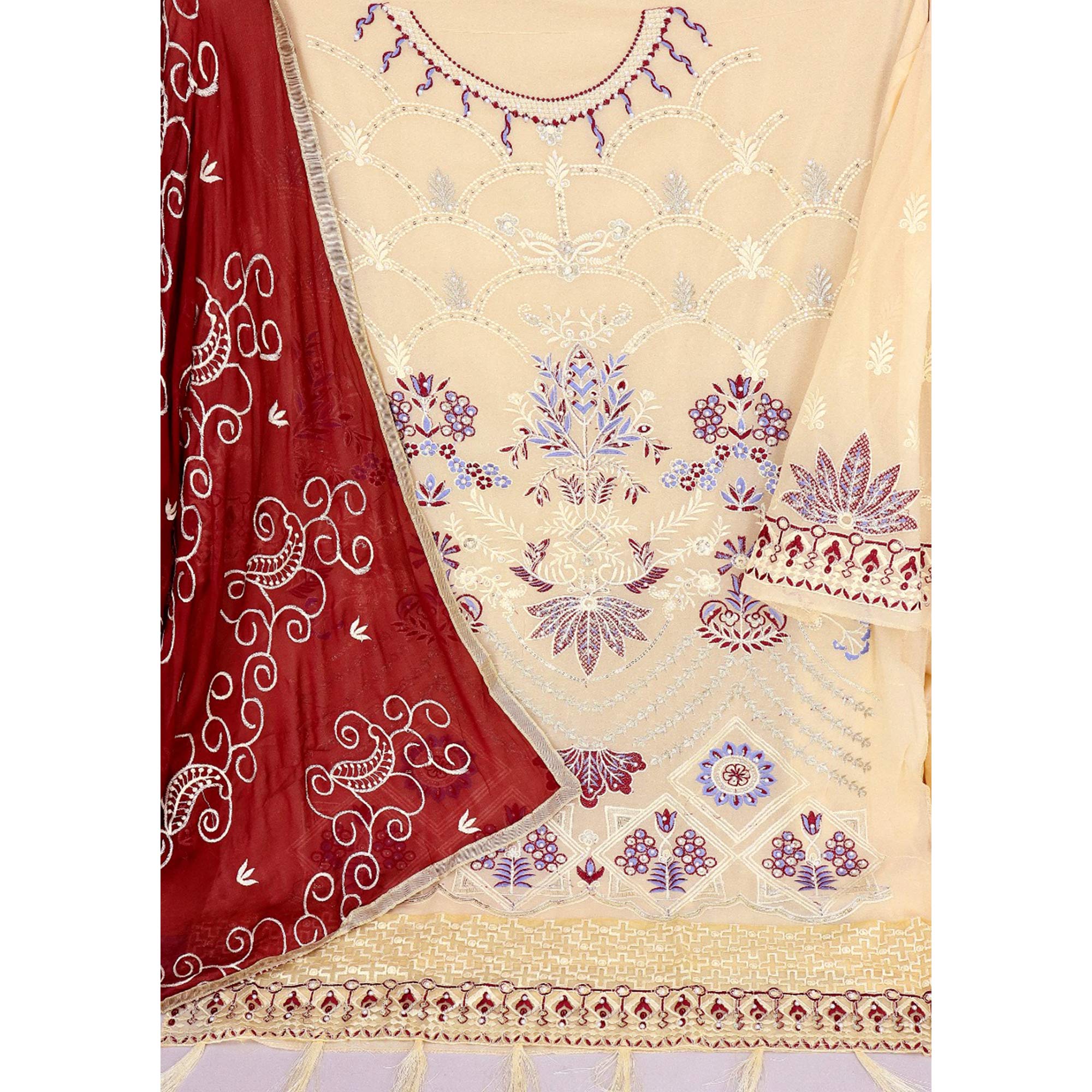 Chikoo Embroidered Georgette Pakistani Suit