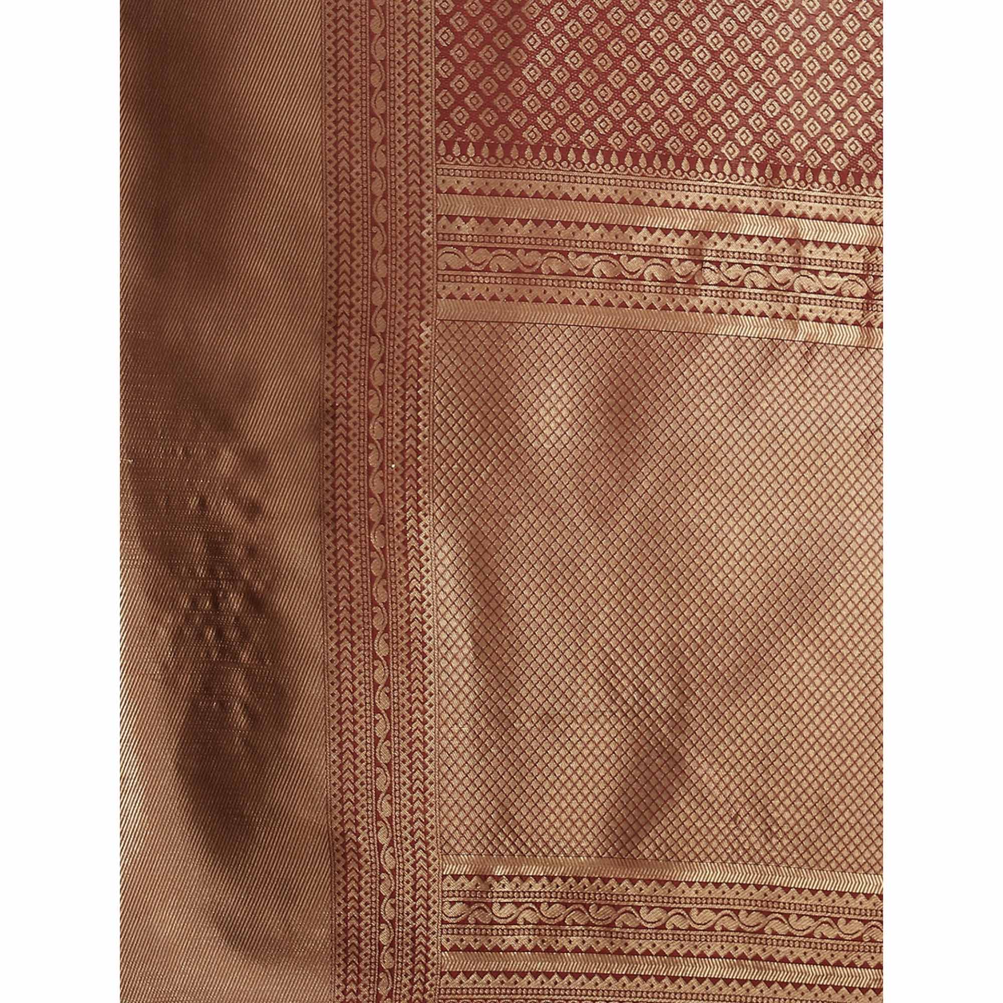 Maroon Woven Banarasi Silk Saree