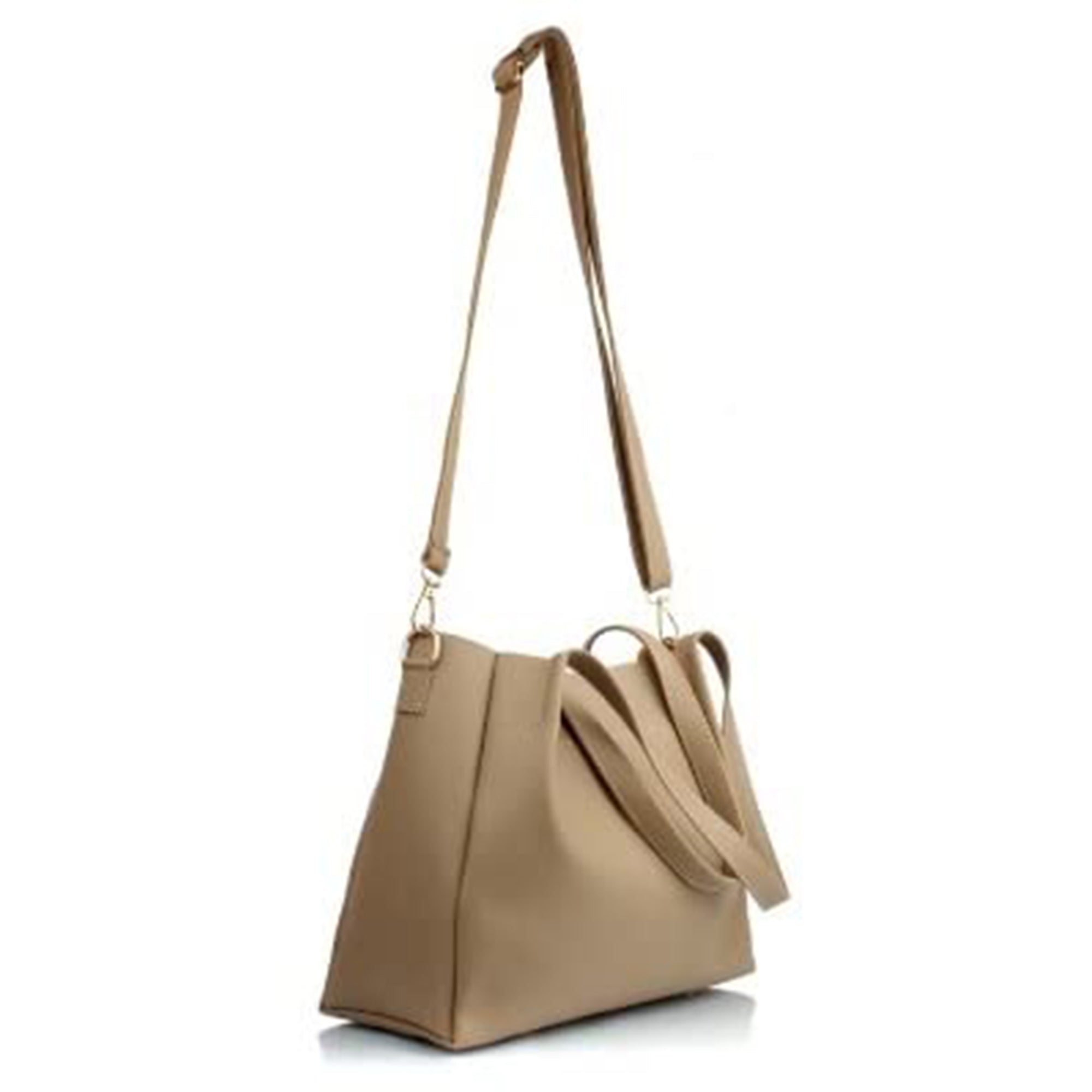 TMN - Women Cream Stylish Vegan Leather Tricote Bag