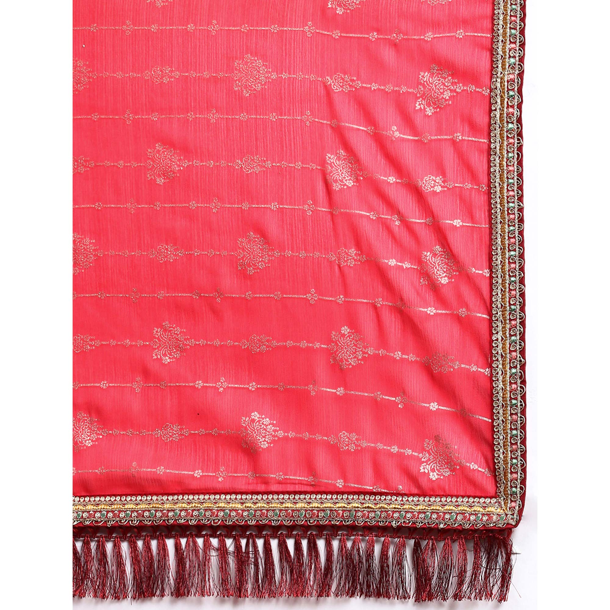 Pink Foil Printed With Fancy Border Zomato Silk Saree