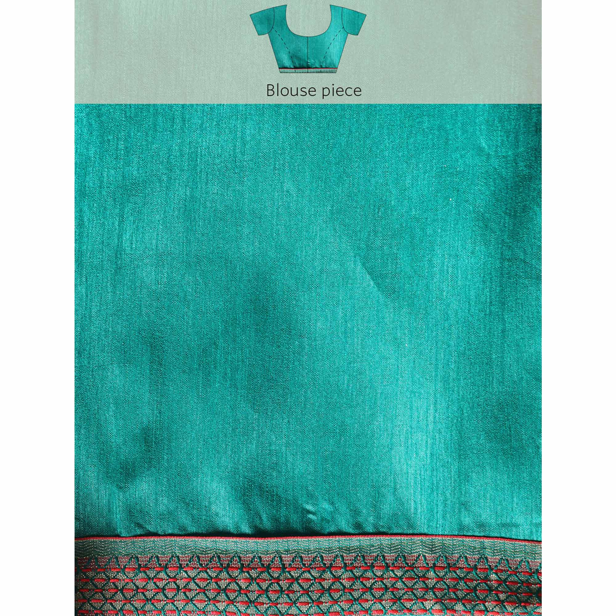 Turquoise Green Foil Printed Zomato Saree