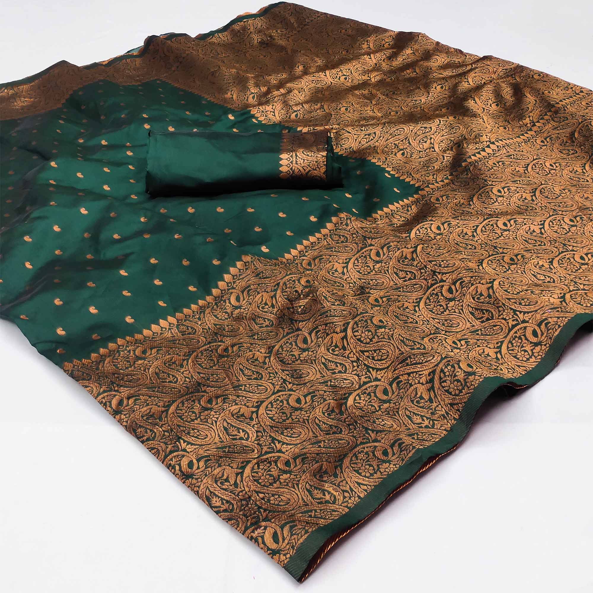 Green Woven Banarasi Silk Saree