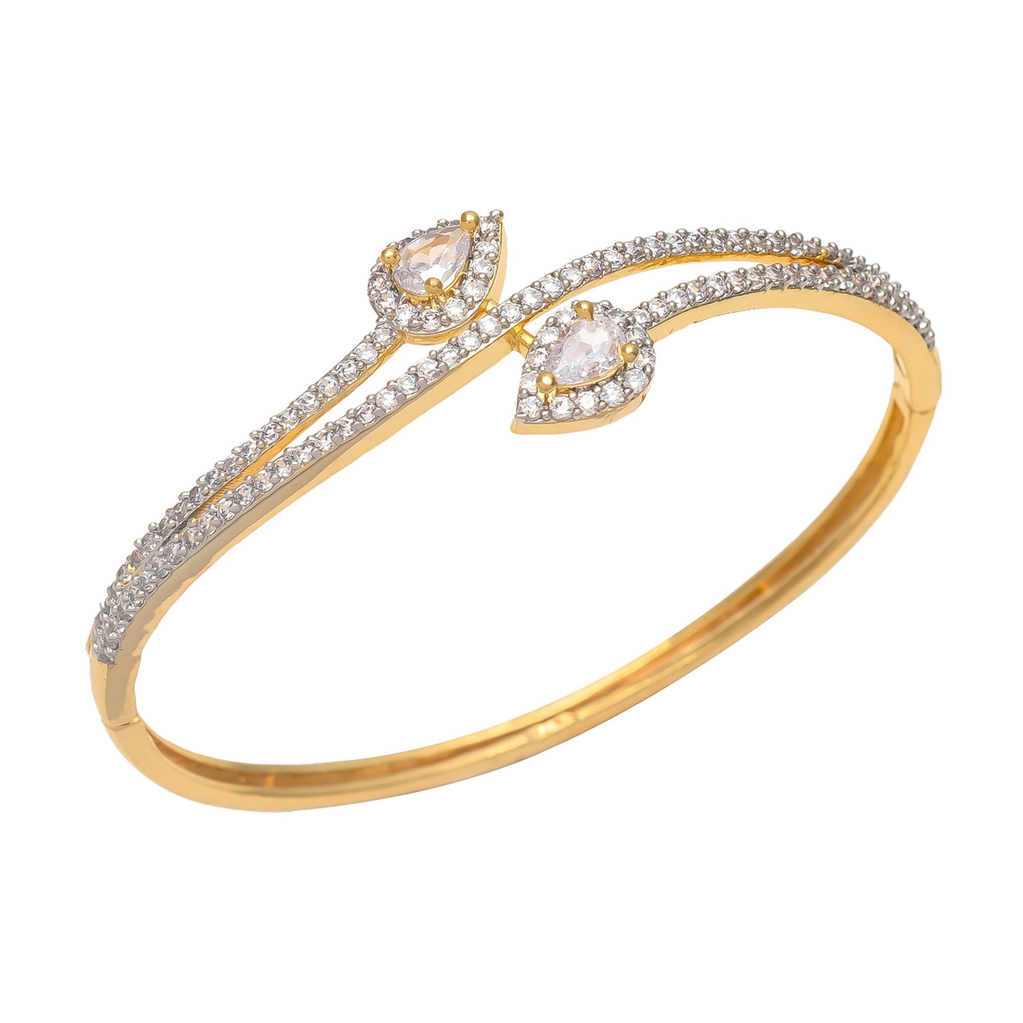 Gold Polish American Diamond Sleek Bracelet