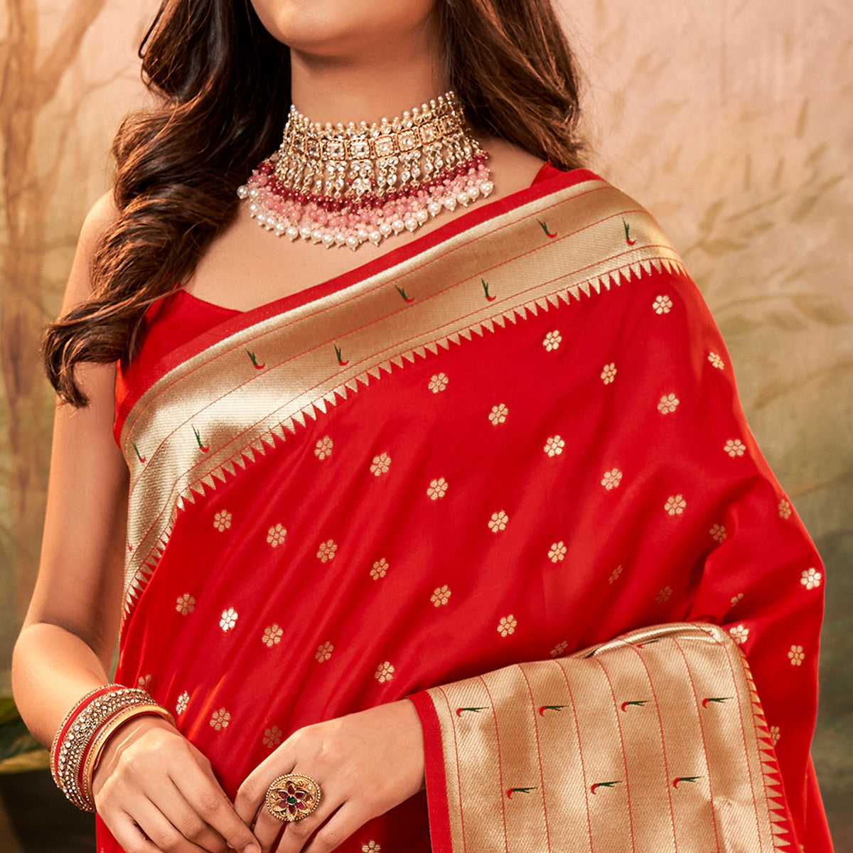 Red Woven Paithani  Pure Silk Saree