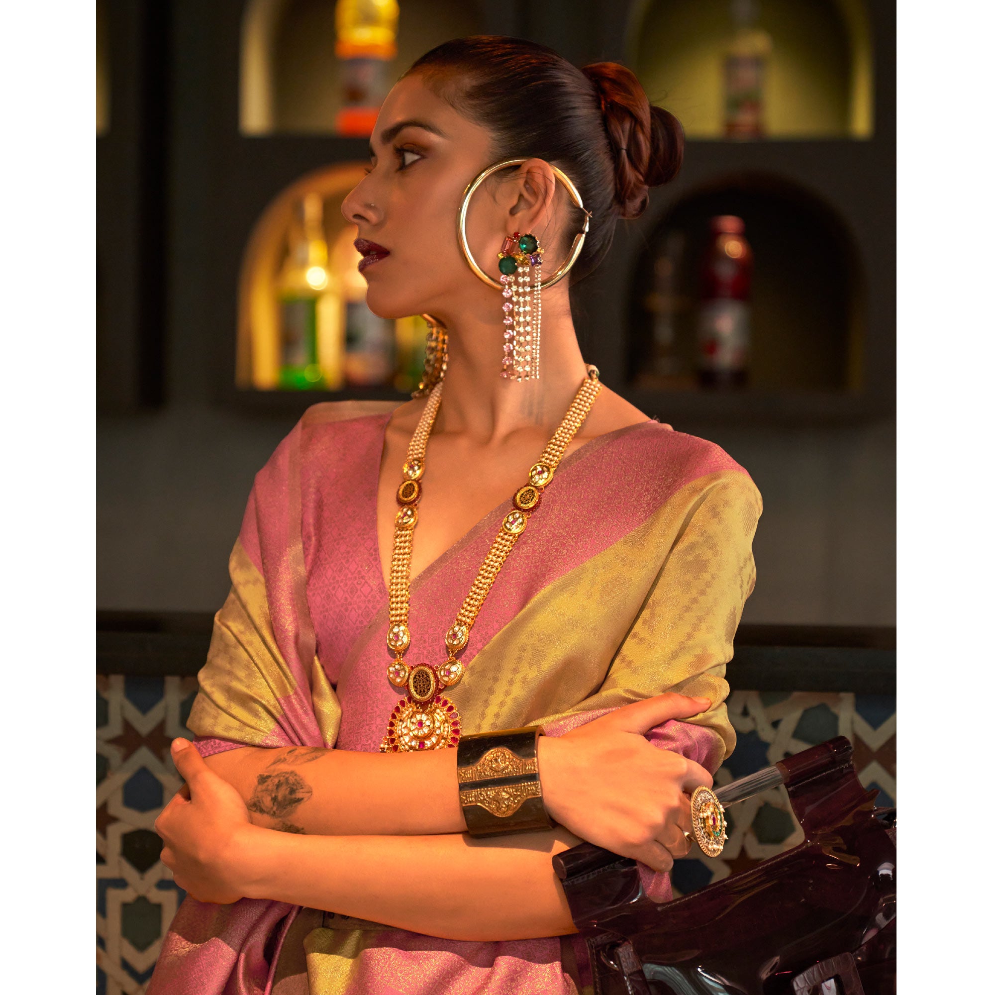 Yellow Woven Art Silk Saree With Tassels