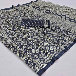 Black Printed Art Silk Saree