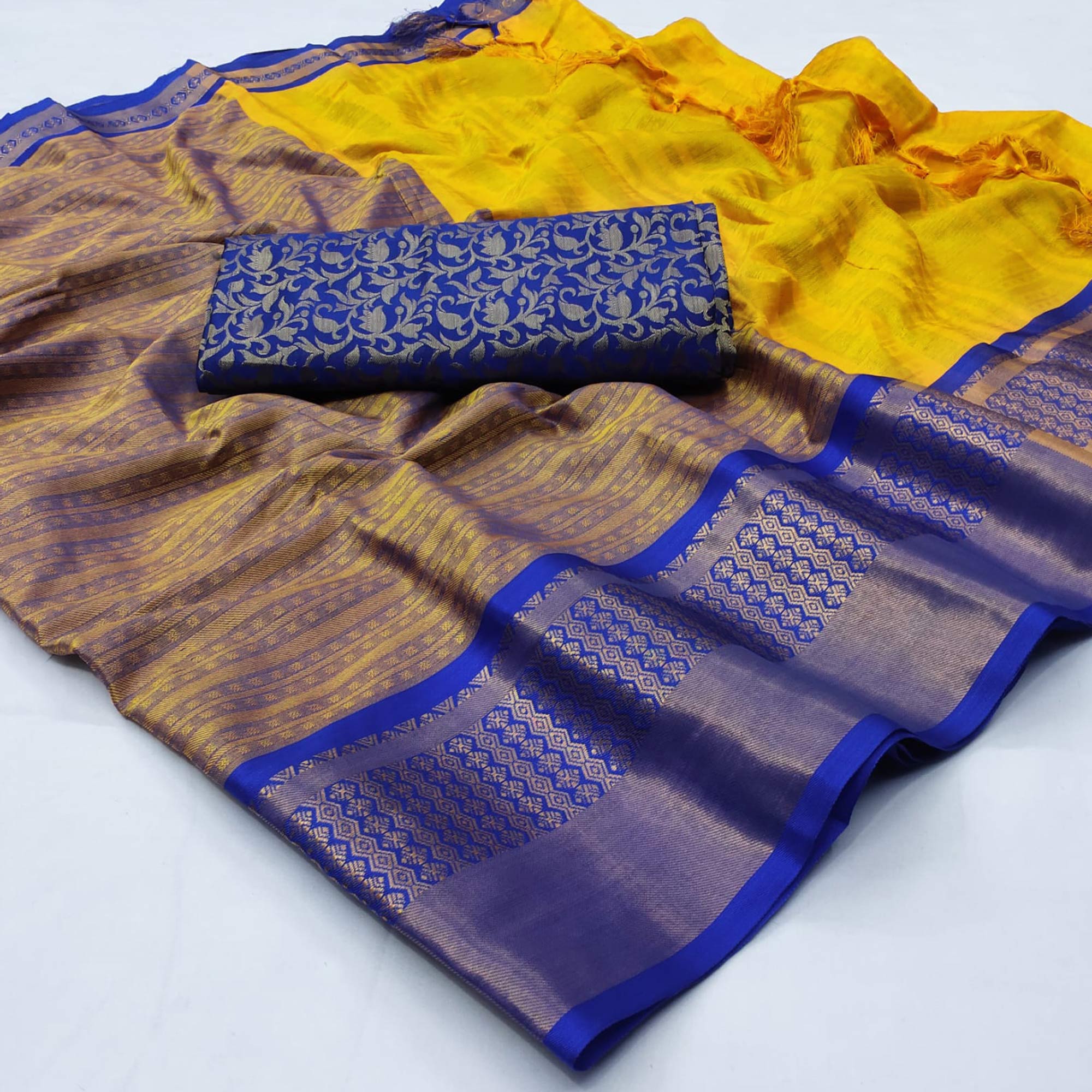 Golden Woven Cotton Silk Saree