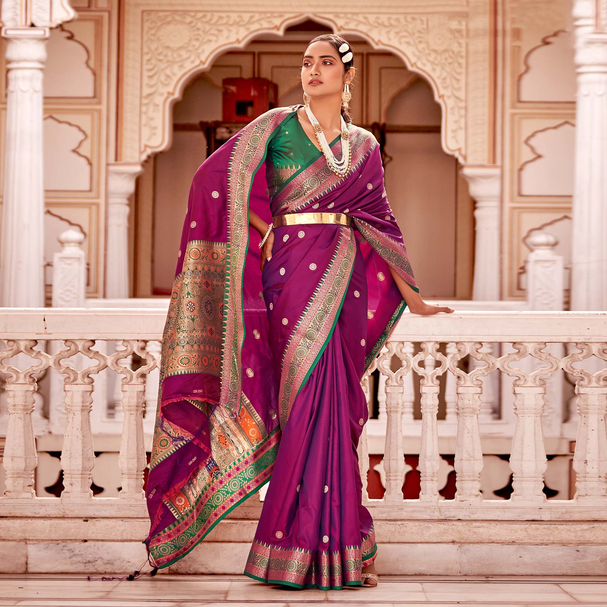 Purple Woven Banarasi Silk Saree