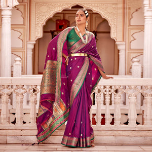 Purple Woven Banarasi Silk Saree