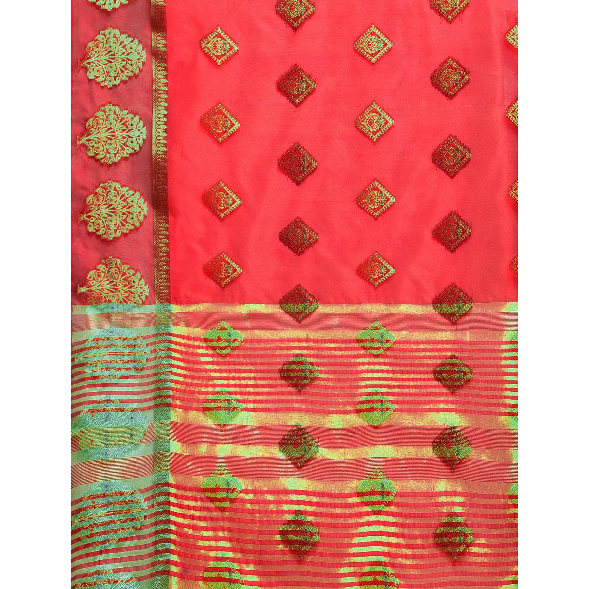 Red Woven Organza Saree