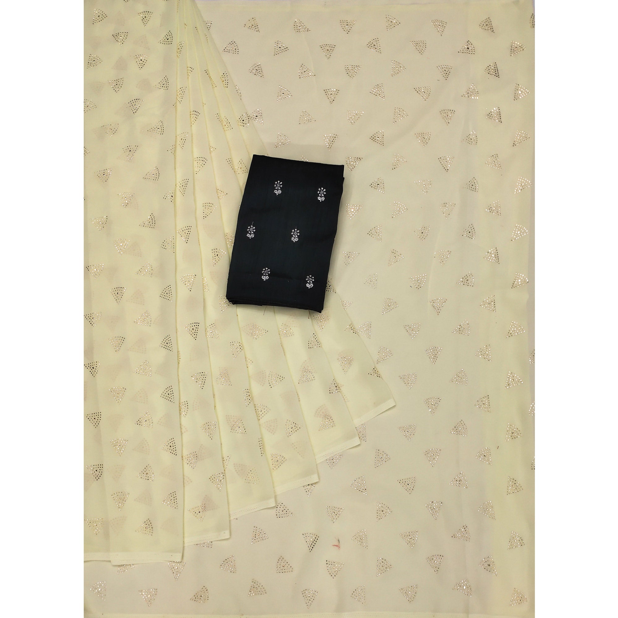 Light Yellow Embellished Work Georgette Saree