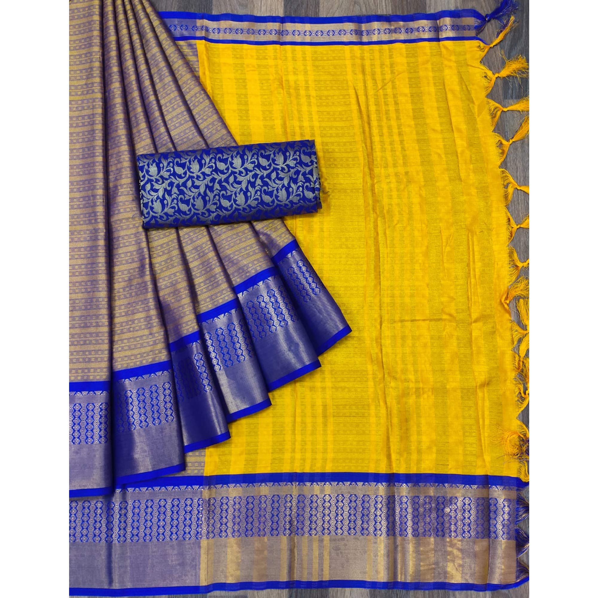 Golden Woven Cotton Silk Saree