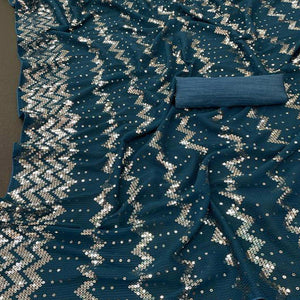 Morpich Sequins Embroidered Georgette Saree