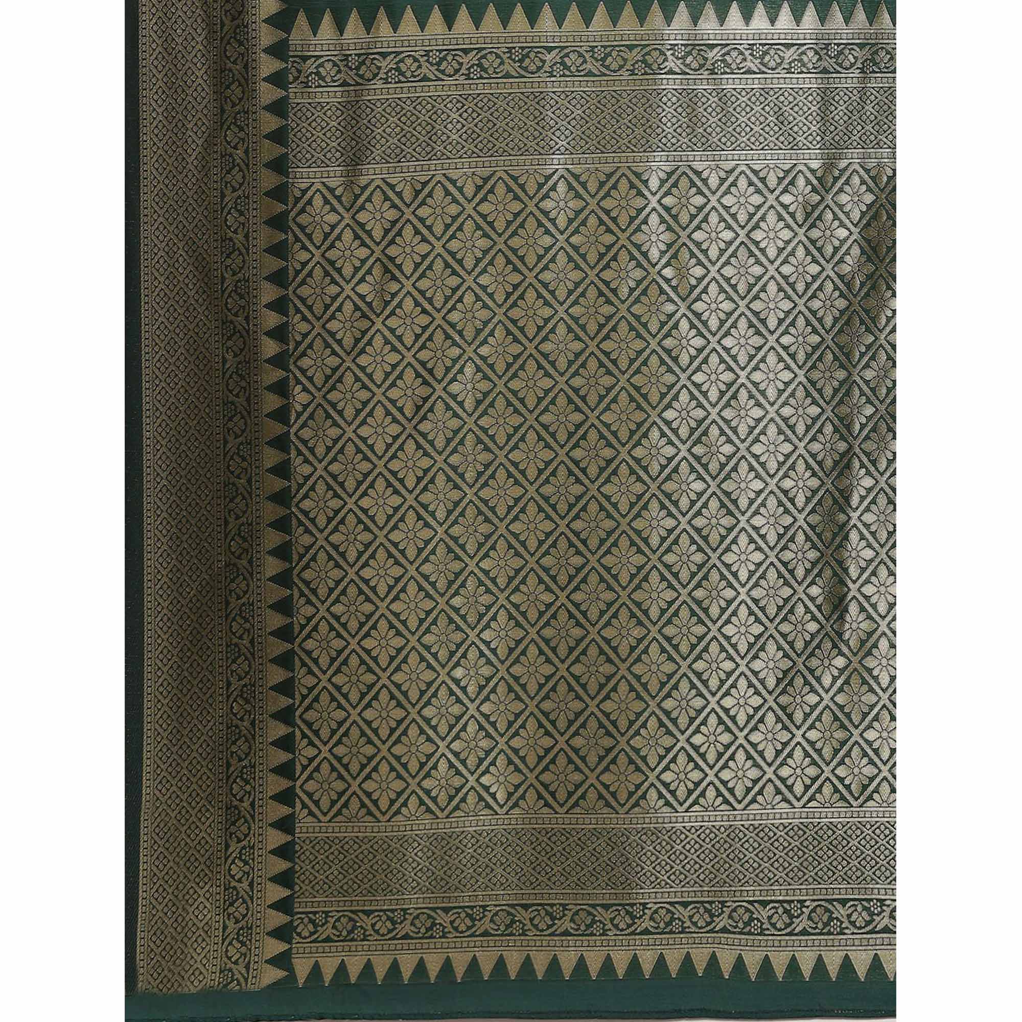 Green Woven Banarasi Silk Saree