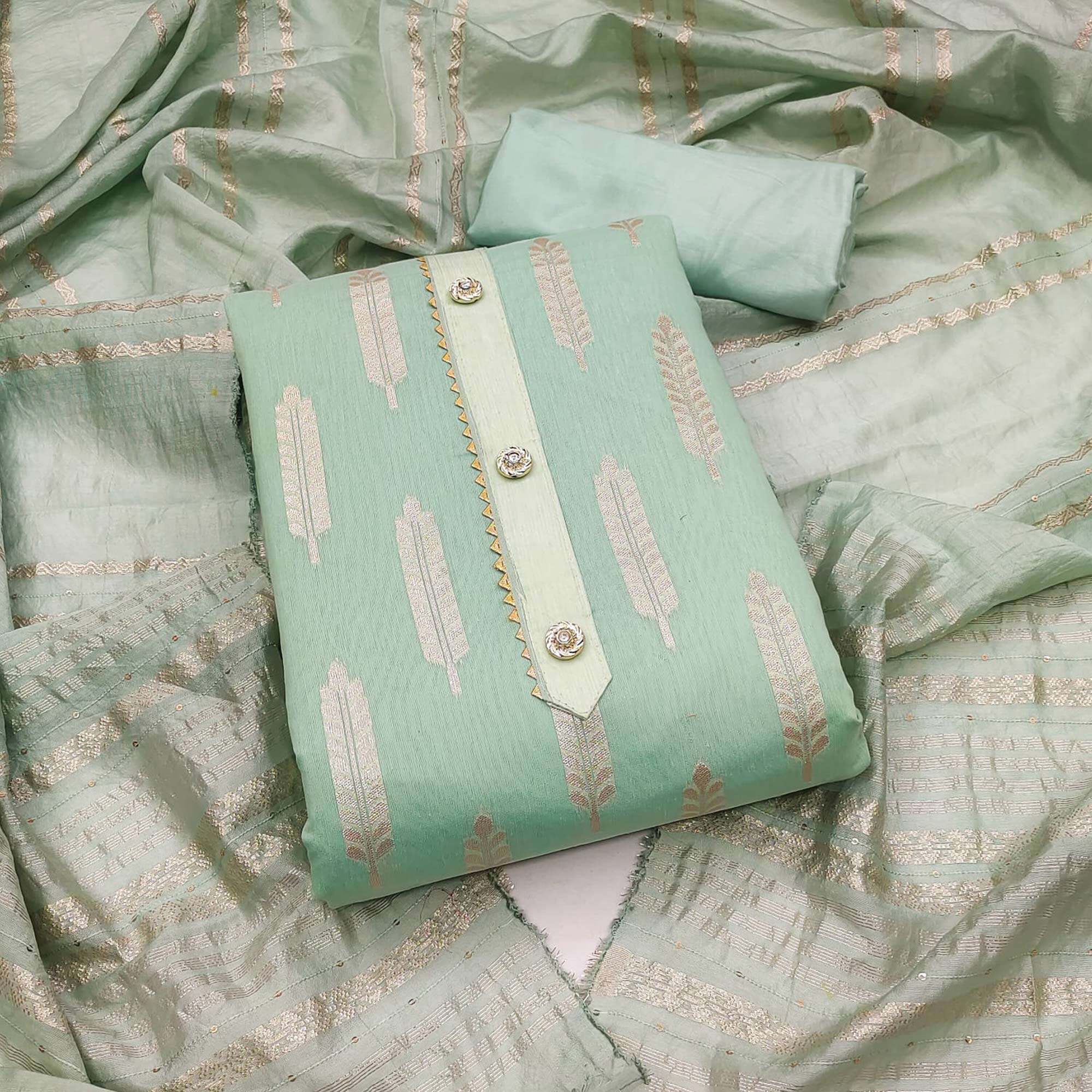 Green Woven Modal Dress Material