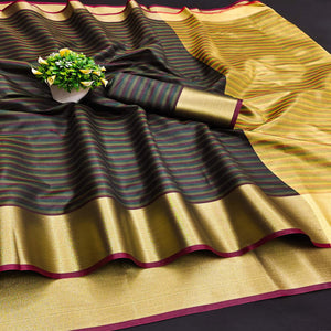 Black Woven Cotton Silk Saree