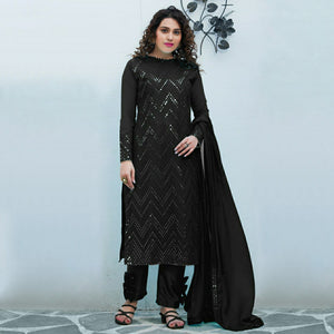 Black Mirror Embroidered Georgette Suit