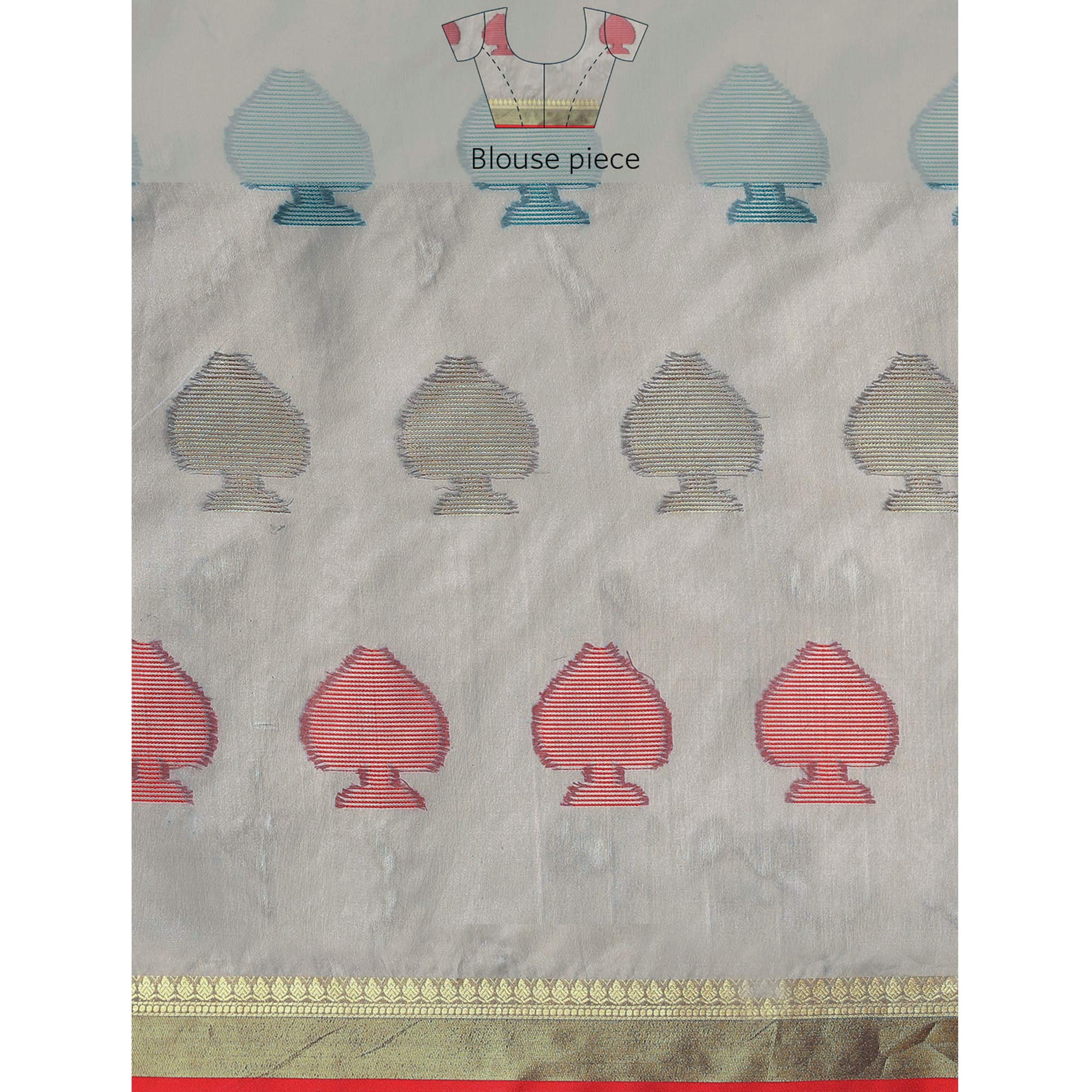 Grey Woven Organza Saree
