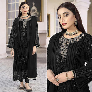 Black Sequins Embroidered Georgette Pakistani Suit