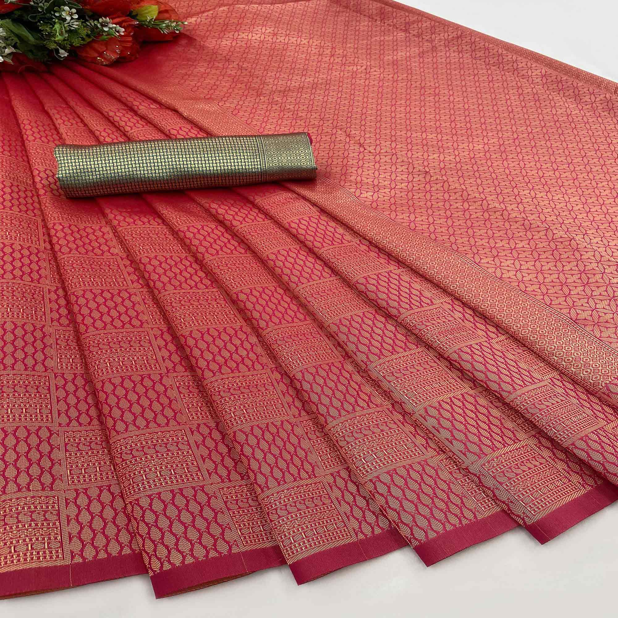 Red Woven Banarasi Silk Saree