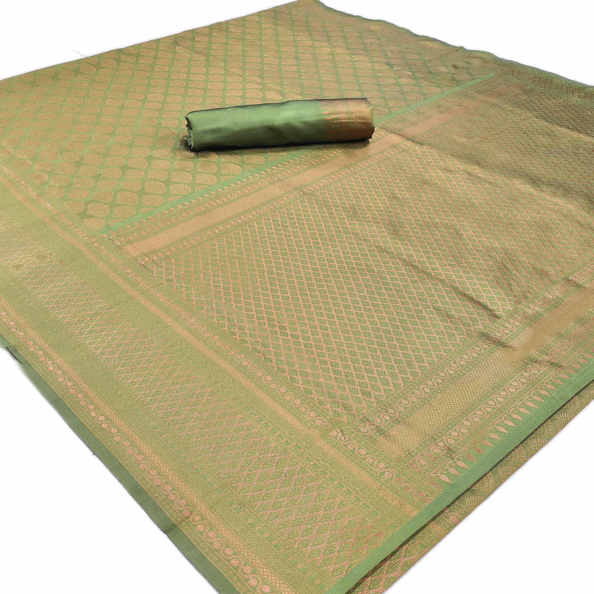 Green Woven Banarasi Silk Saree