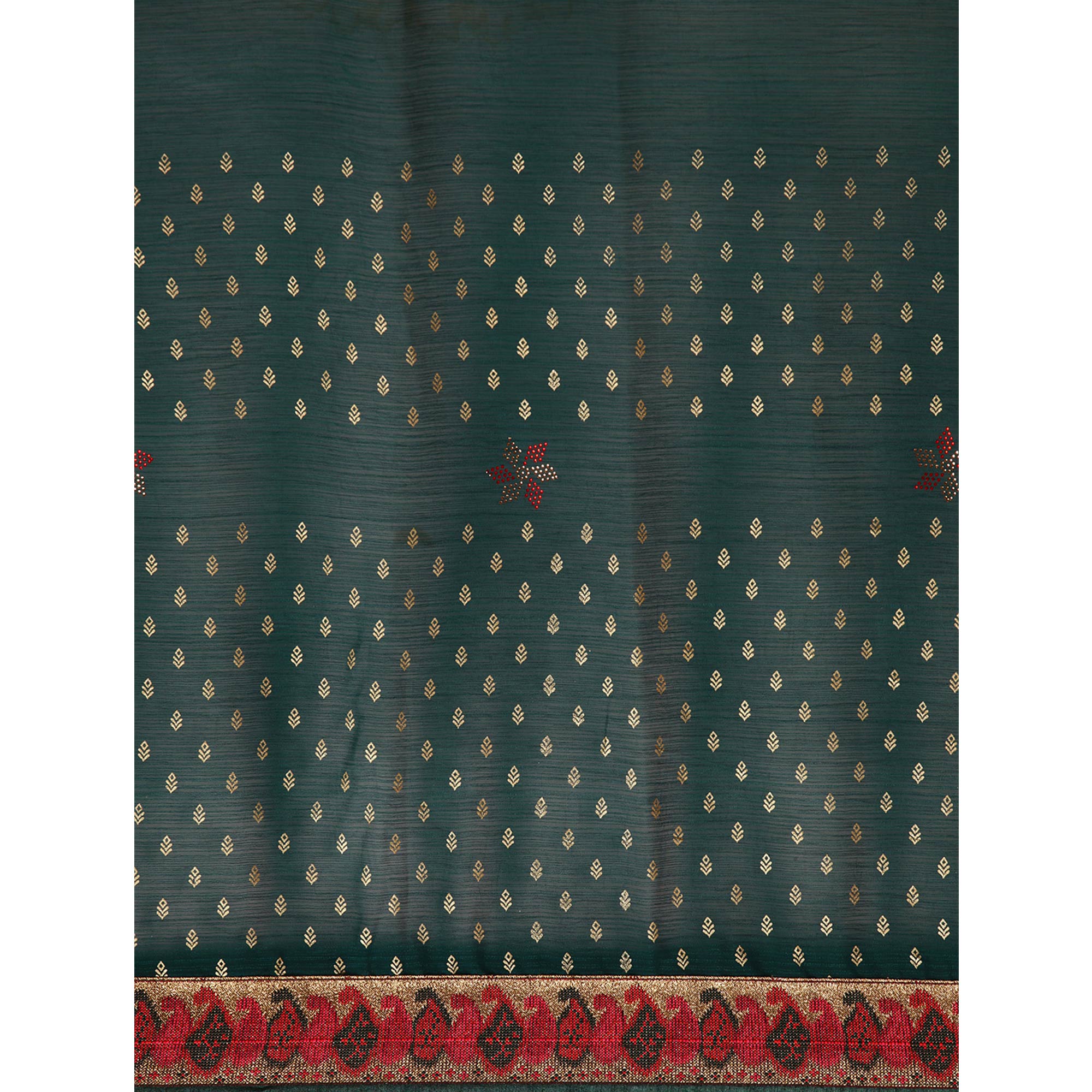 Green Foil Printed With Swarovski Zomato Silk Saree