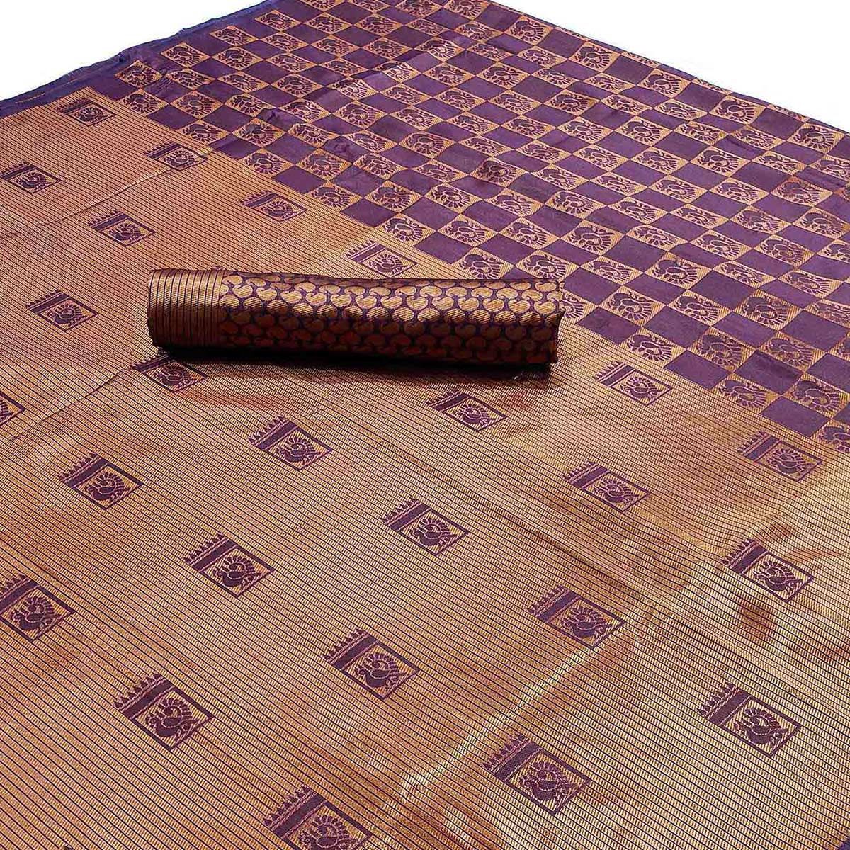 Purple Woven Banarasi Silk Saree