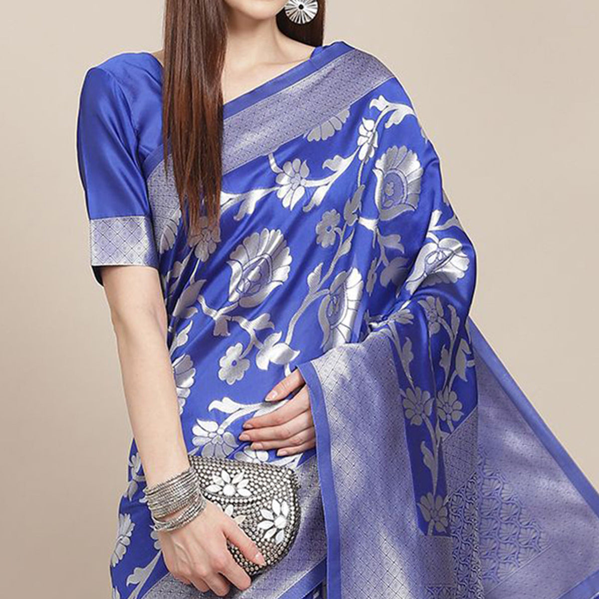 Blue Woven Banarasi Silk Saree