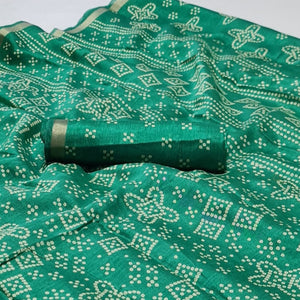 Green Bandhani Printed Art Silk Saree